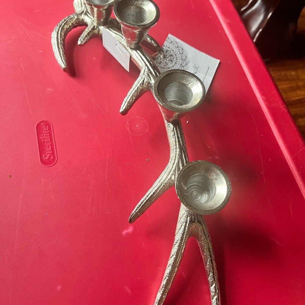 Silver Plated Metal Deer Taper Candle Holder - Picture 4 of 4